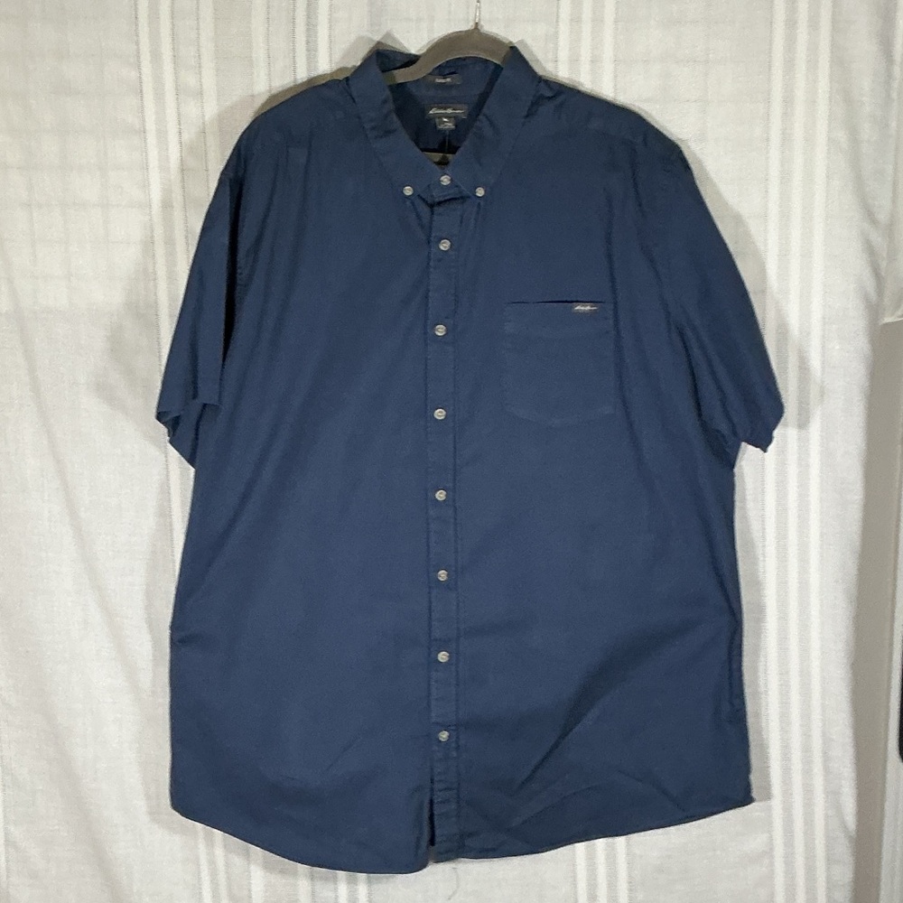 Eddie Bauer Classic Fit Navy Short Sleeve Button Down Shirt Men’s T3XL